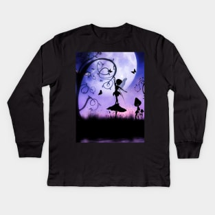 Cute fairy dancing in the night Kids Long Sleeve T-Shirt